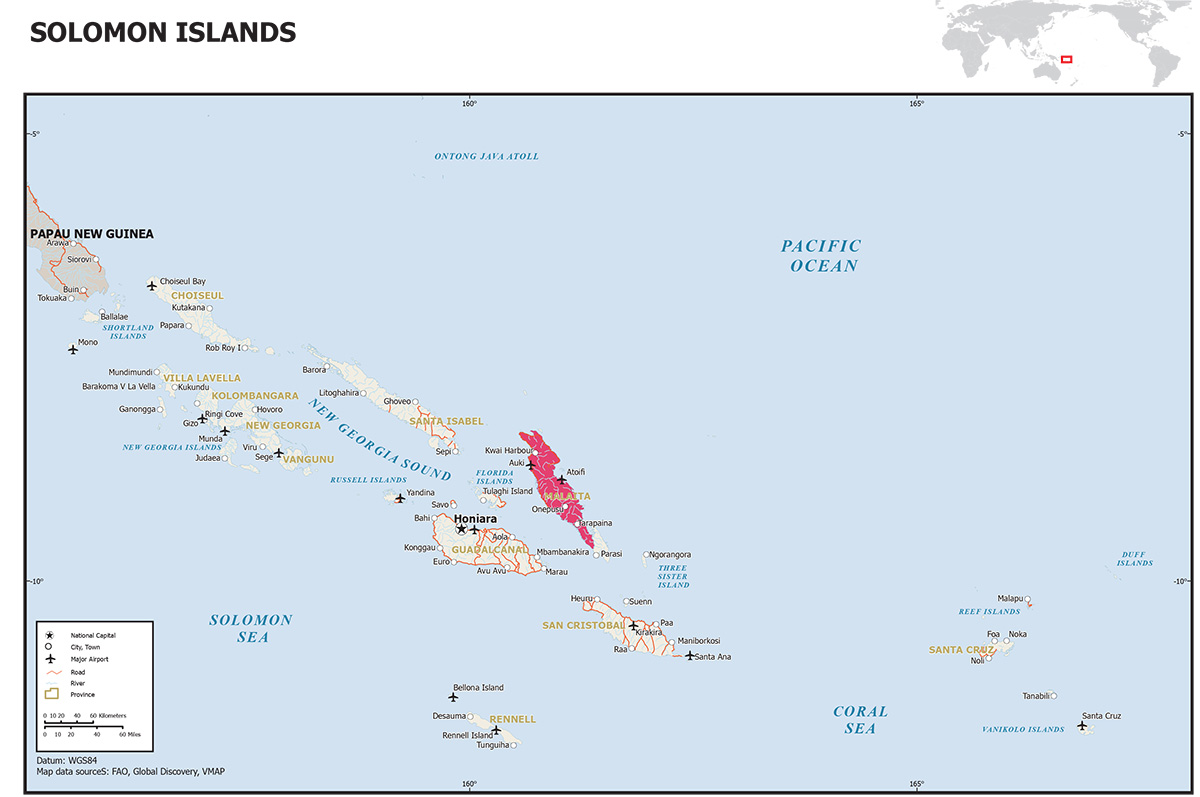 MERMAID map of Solomon Islands showing project areas